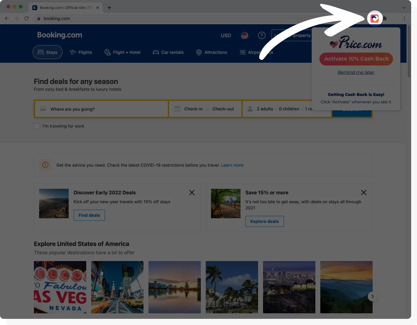 Travel Savings with the Price.com Extension
