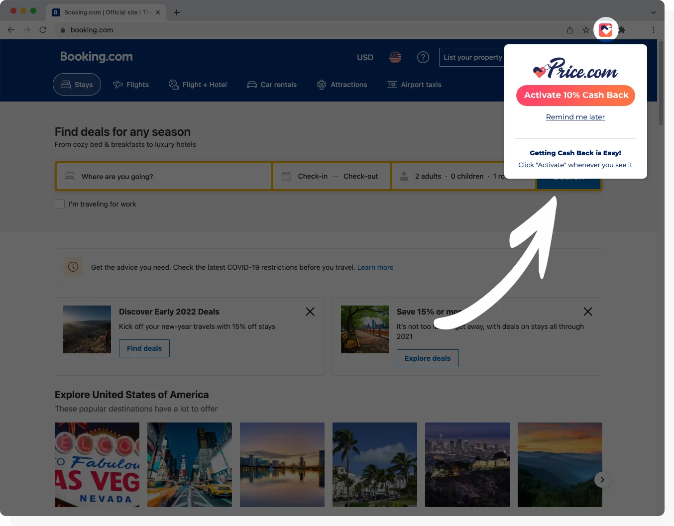 Travel Savings with the Price.com Extension