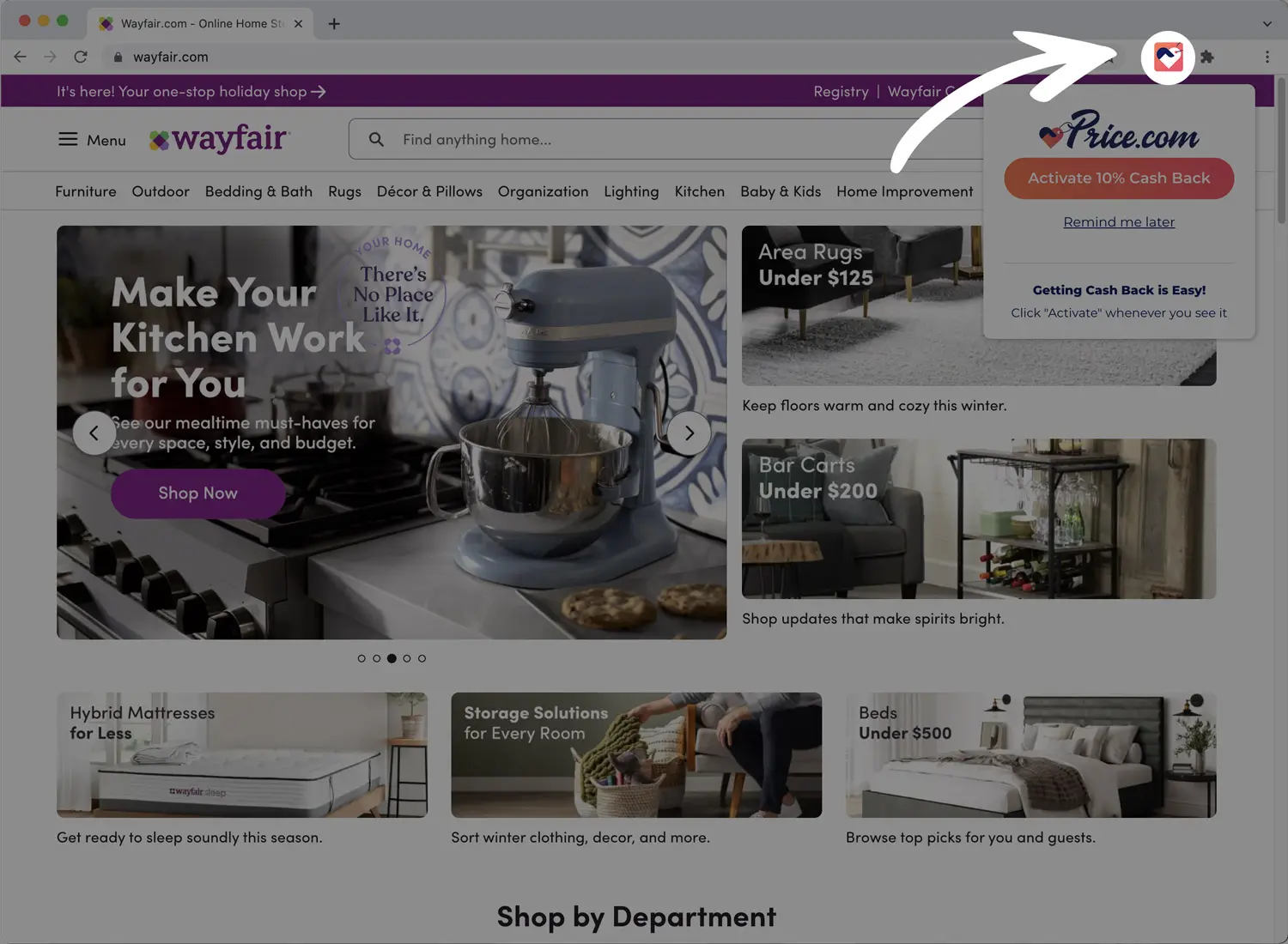 Price.com extension on wayfair